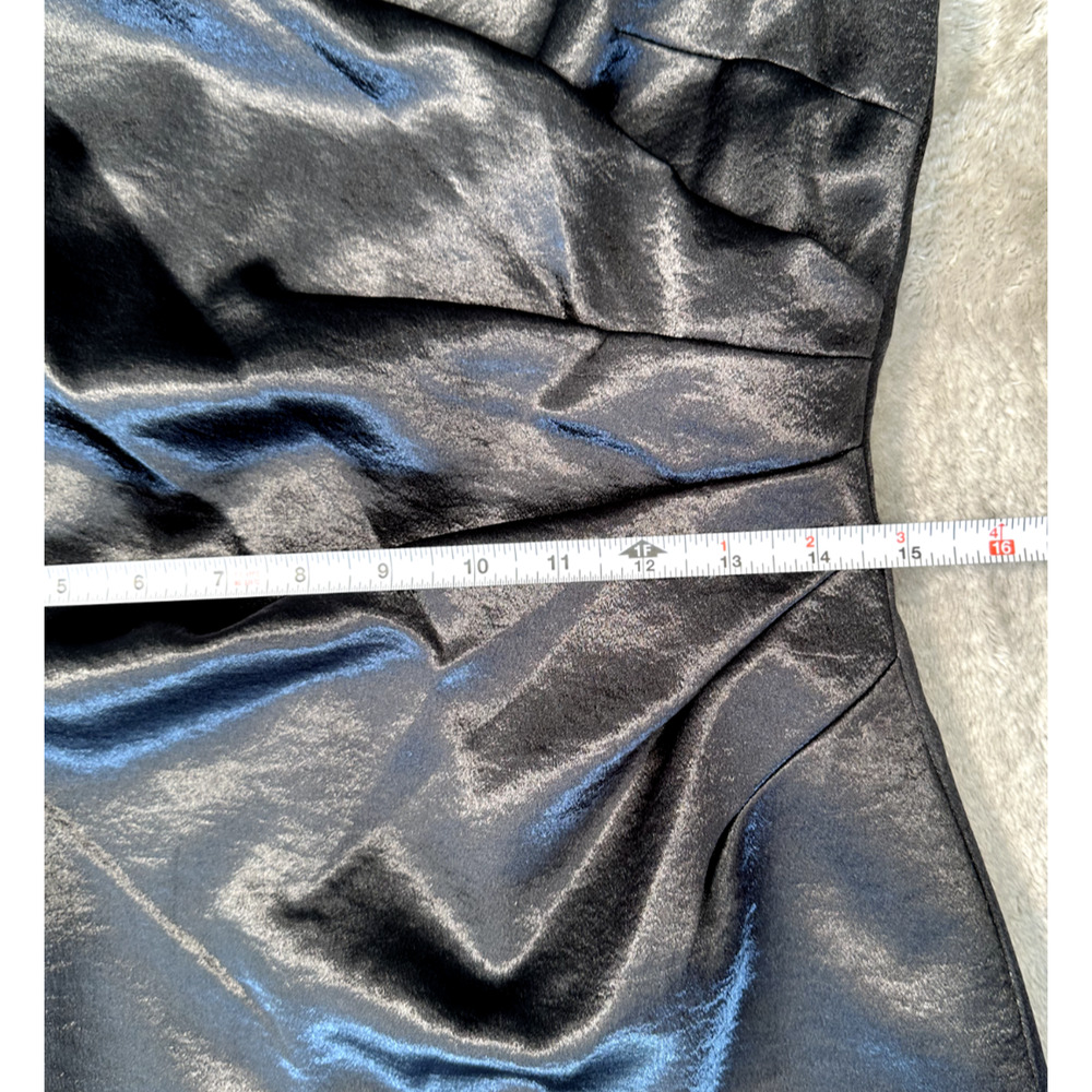 Anne Klein Vintage Black Satin Sleeveless Ruched Cocktail Dress Womens Size 8 - Picture 7 of 9